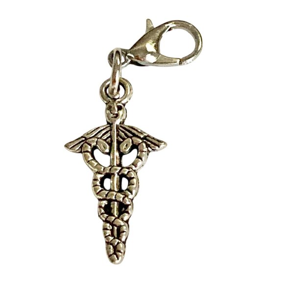Caduceus Clip On Charm Zipper Pull Bag Purse Charm Graduation Gift RN MD DO ARNP - Picture 1 of 6